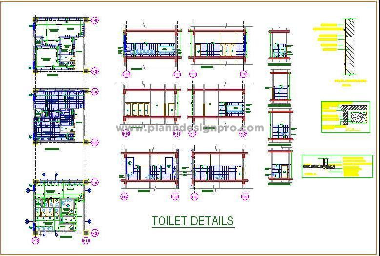 Public Restroom AutoCAD Design- Toilet Block Layout & Details